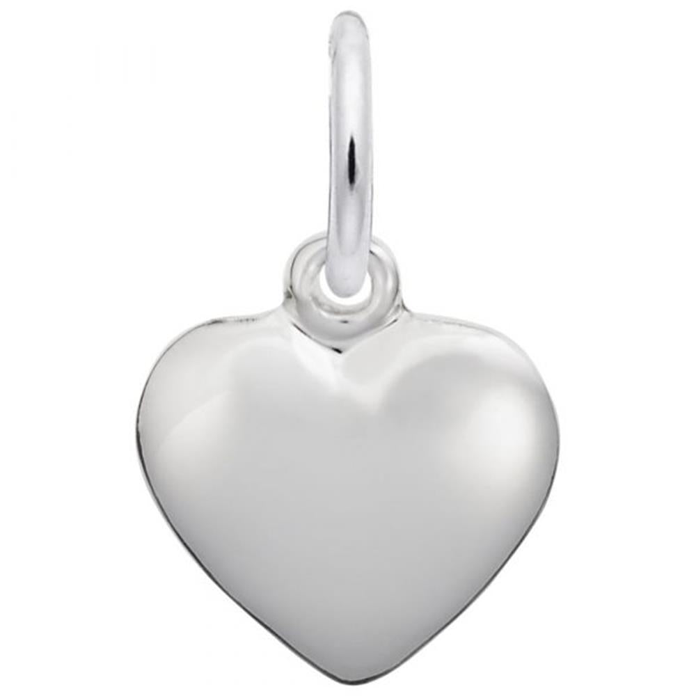 Small Puffy Heart Charm / Sterling Silver
