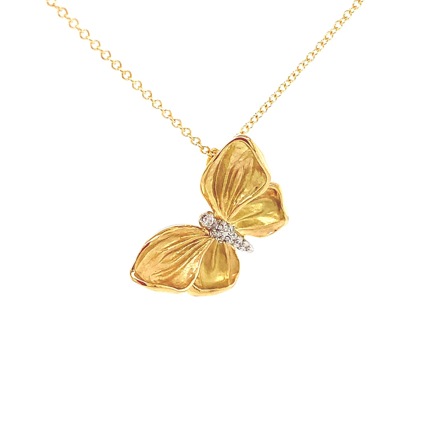Simon G. 18K Yellow Gold Organic Allure Diamond Butterfly Pendant