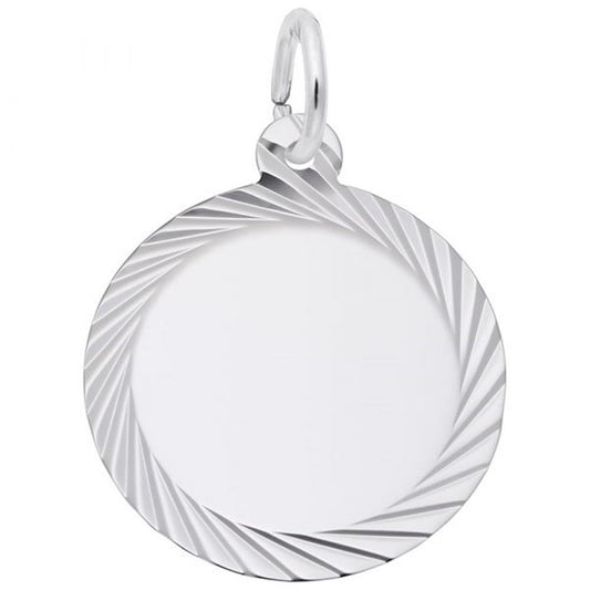 Round Disc Charm / Sterling Silver