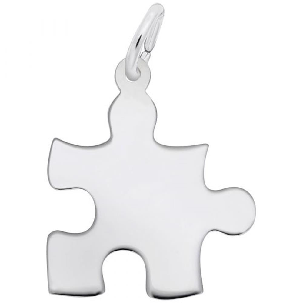 Puzzle Piece Charm / Sterling Silver