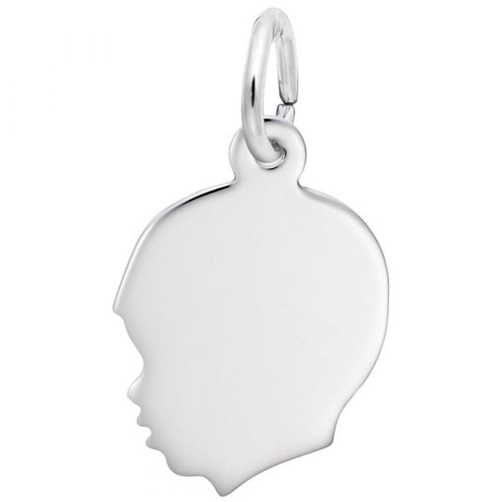Flat Young Boy’s Head Charm / Sterling Silver