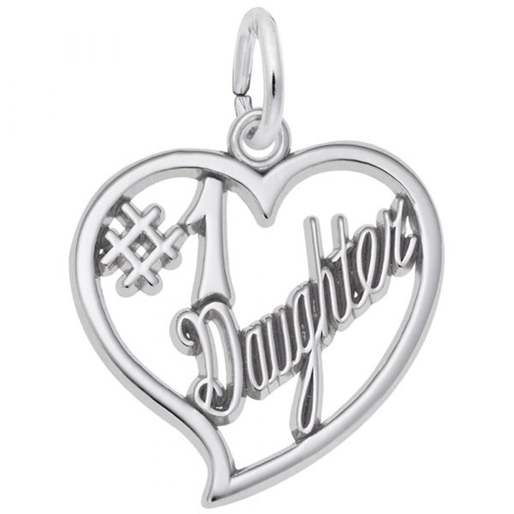 #1 Daughter Heart Charm / Sterling Silver