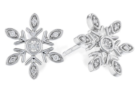 14K Gold Snowflake Stud Earrings with Diamonds