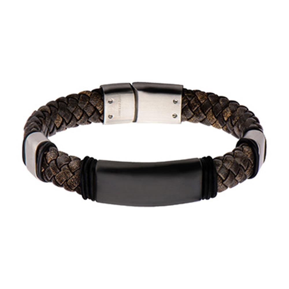 Men's Brown Leather Bracelet | INOX