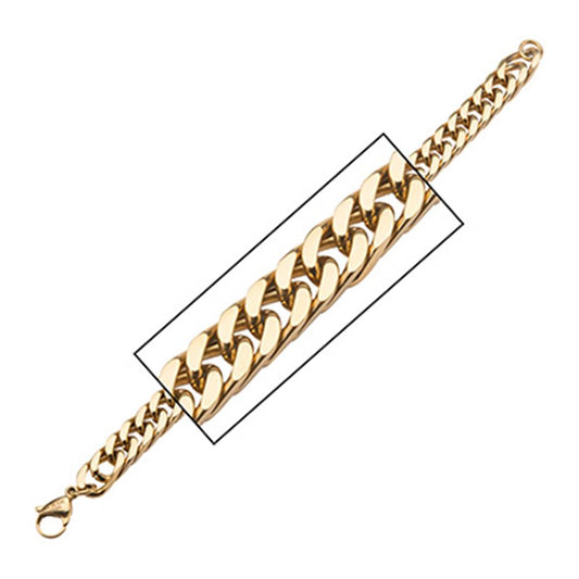 Gold Plated Fancy Curb Chain Bracelet | INOX
