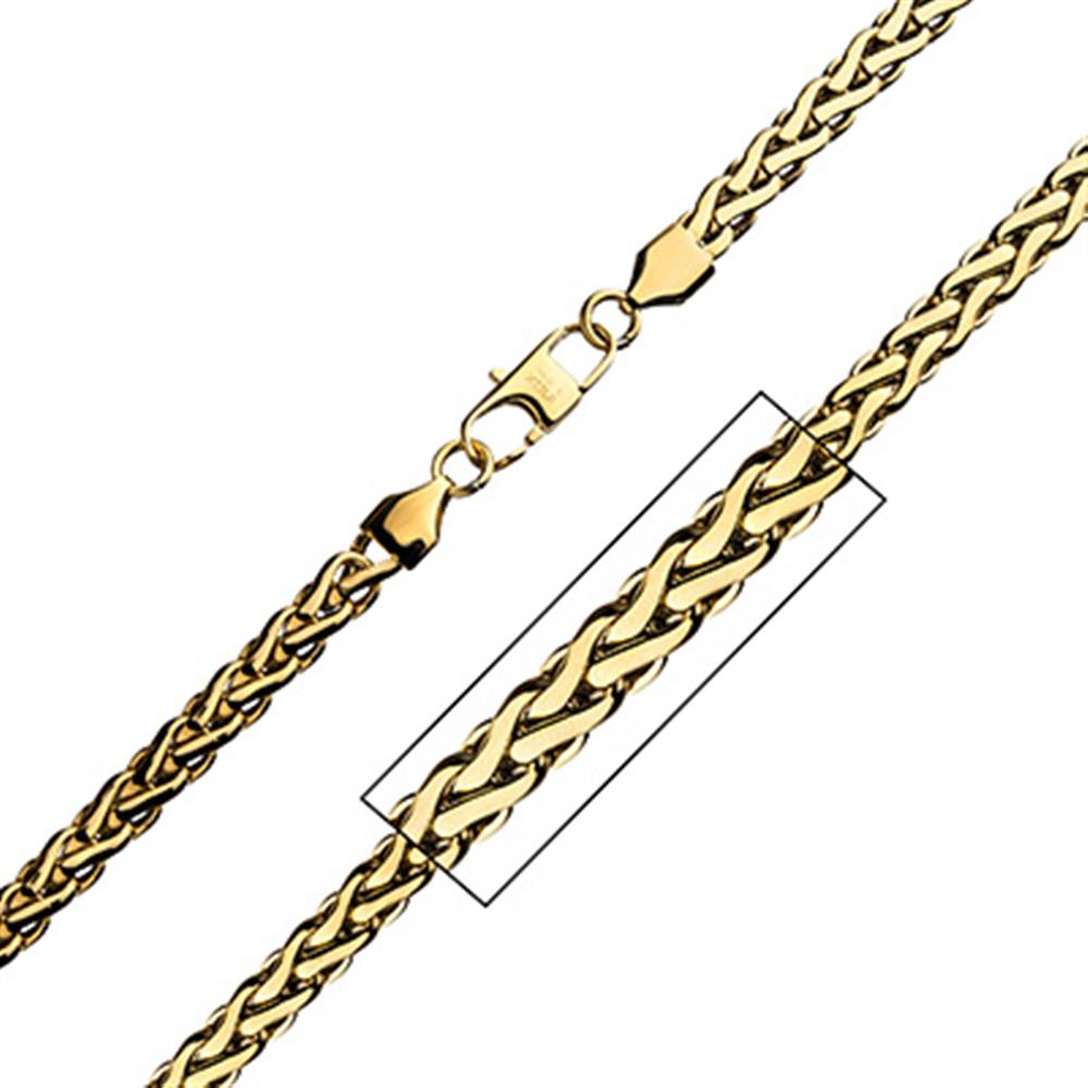 Men's Stainless Steel Gold Plated 5mm French Rope Chain. Available siz