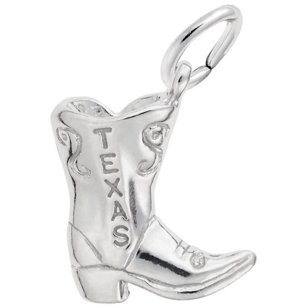 Texas Cowboy Boot Charm / Sterling Silver