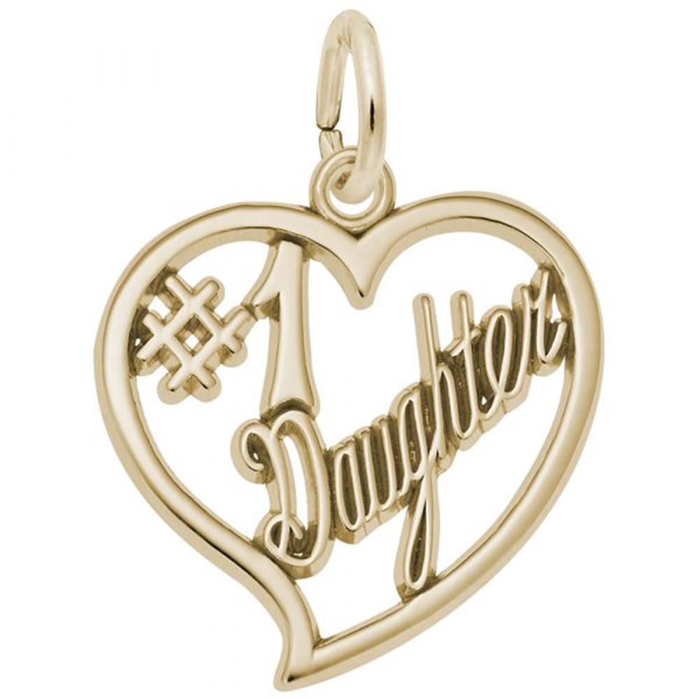 #1 Daughter Heart Charm / Gold-Plated Sterling Silver