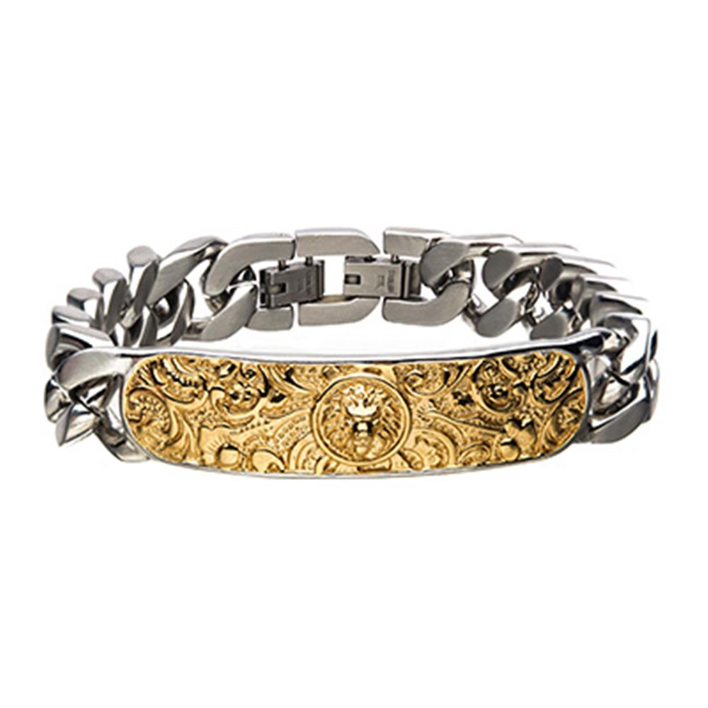 Men's Stainless Steel with Gold IP Nymeria Lion ID Chain Bracelet