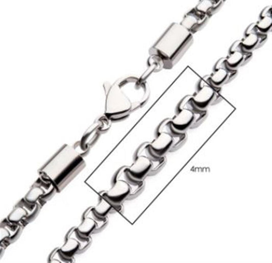 4mm Steel Bold Box Chain Necklace | 22" | INOX