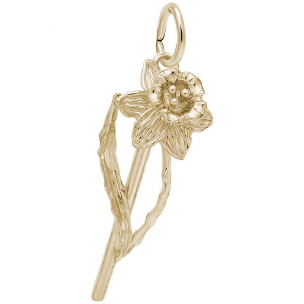 Daffodil Flower Charm / Gold Plated Sterling Silver