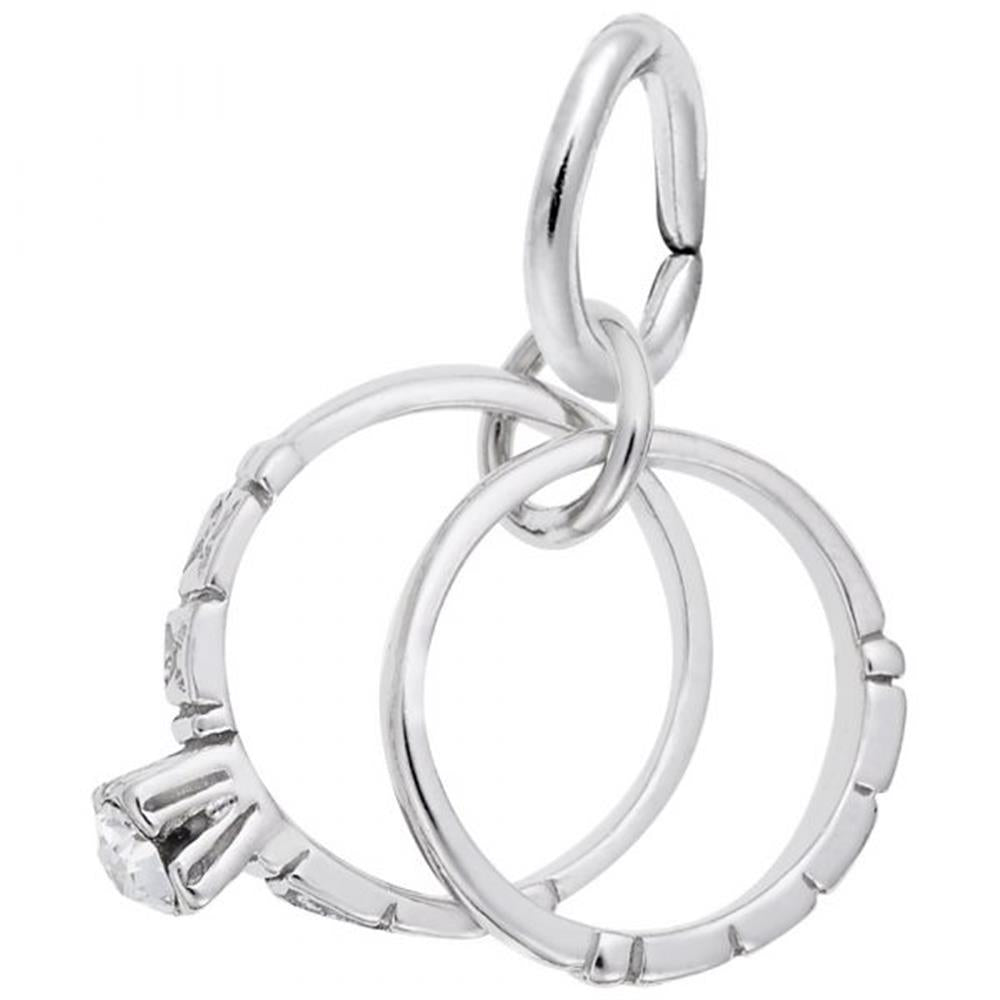 Wedding Rings Charm / Sterling Silver