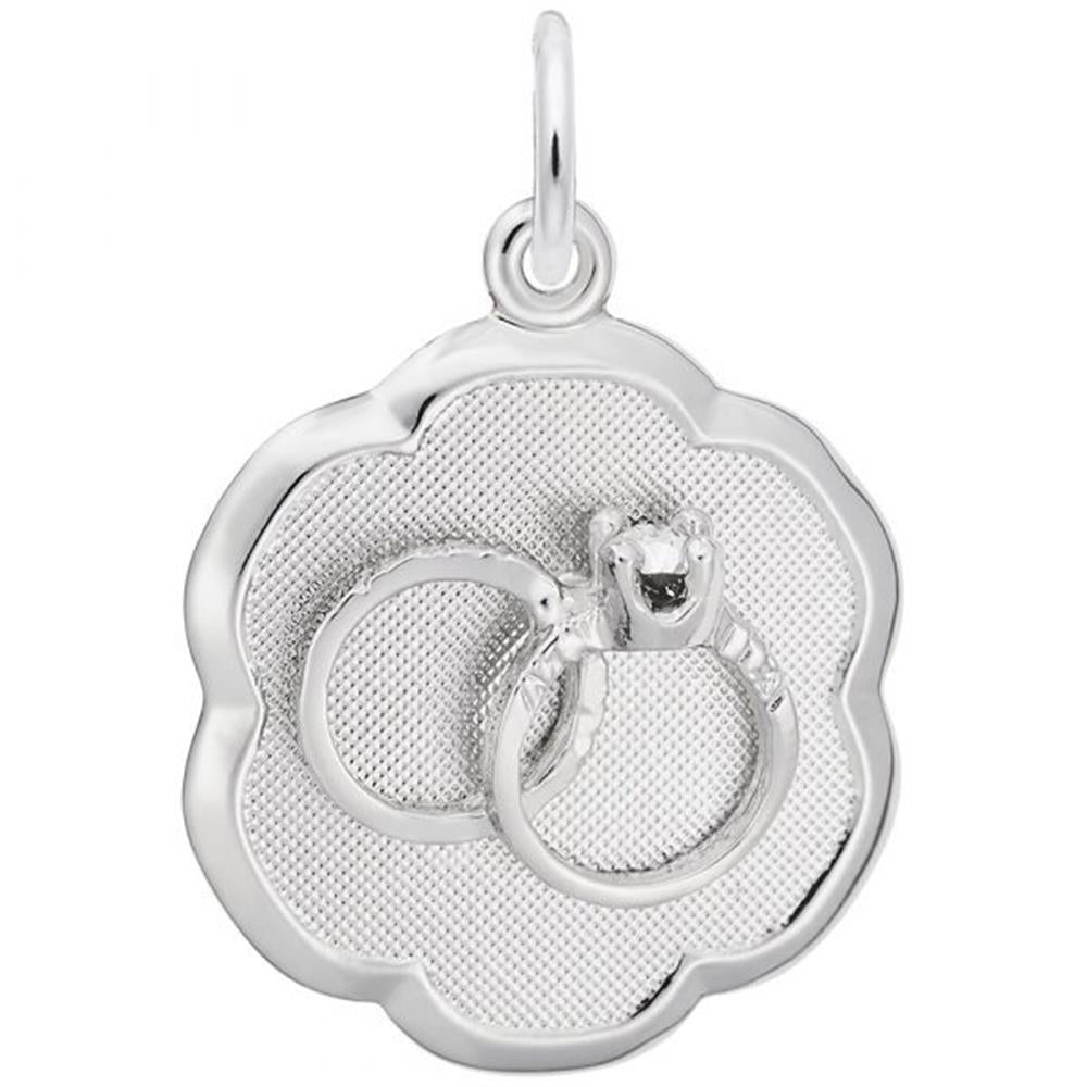 Wedding Rings Disc Charm / Sterling Silver