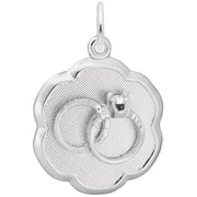 Wedding Rings Disc Charm / Sterling Silver