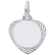 Small Diamond Faceted Heart Charm / Sterling Silver