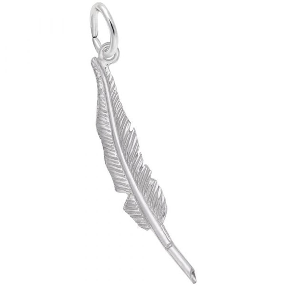 Feather Pen Charm / Sterling Silver