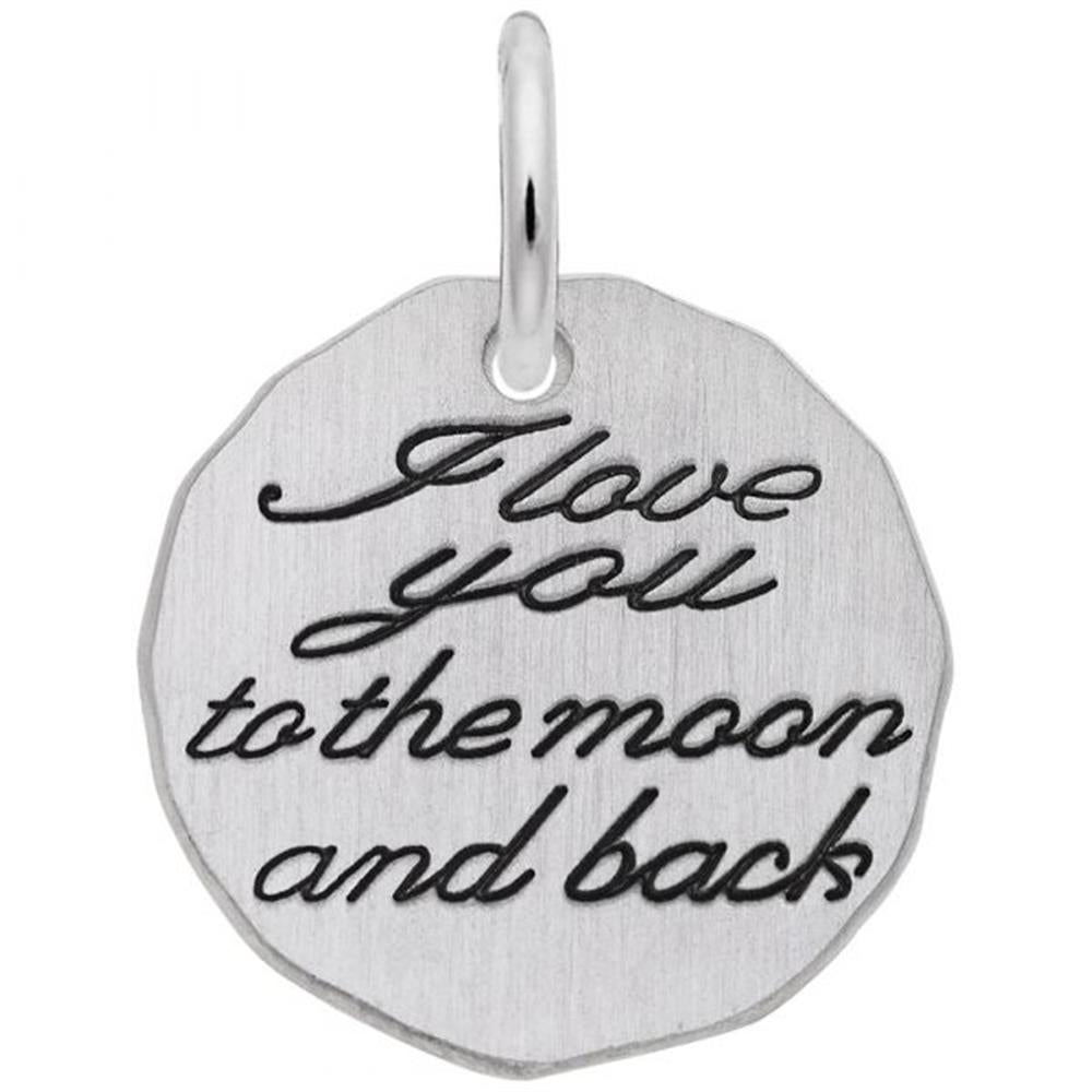 I Love You To The Moon And Back Tag Charm / Sterling Silver