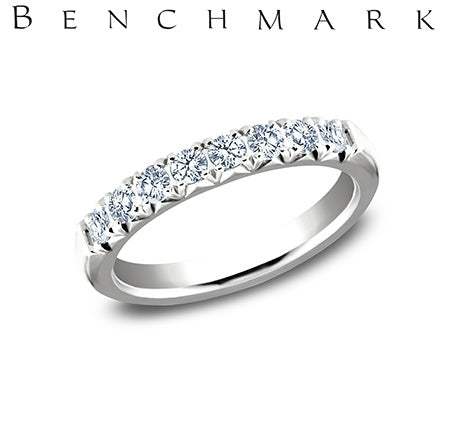 14K White Gold .4800ctw Round Cut Diamond Anniversary Band Butterfly Setting | Benchmark Rings