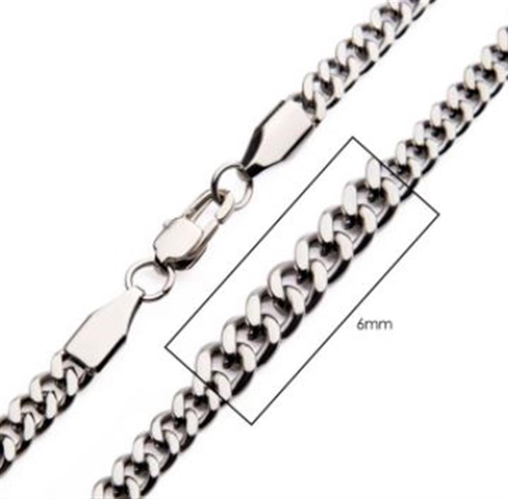 6mm Steel Diamond Cut Curb Chain | 24" | INOX
