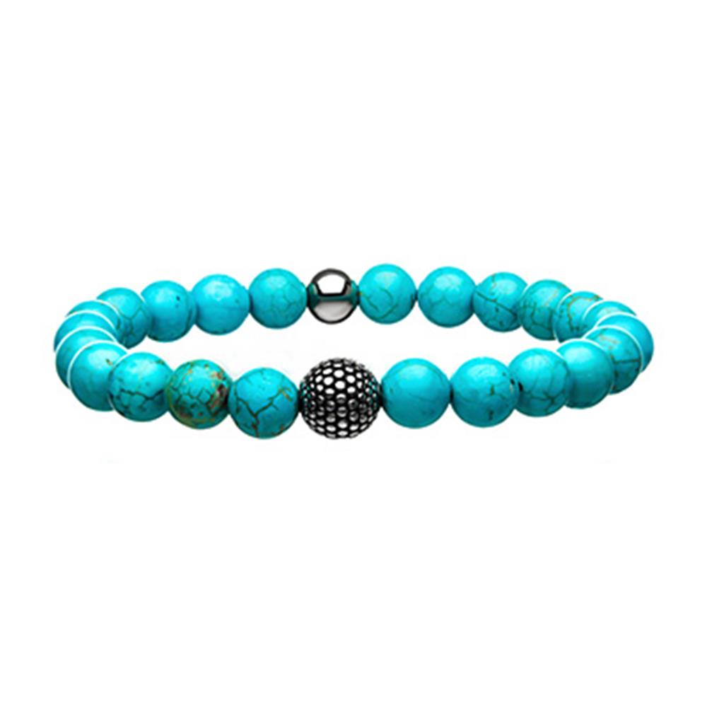 Men's Blue Turquoise Stone Bracelet | INOX
