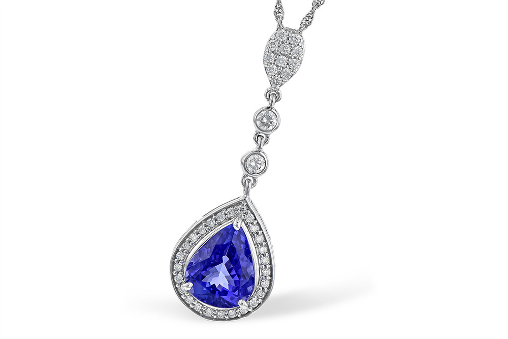 14K white gold necklace with 2.92 carats Tanzanite and 0.39 carats of