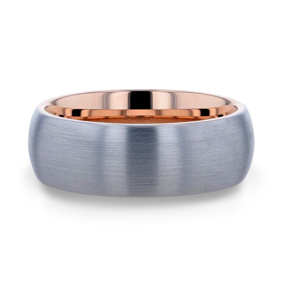 CAMERON Domed Brushed Finish Tungsten Carbide Men's Wedding Band With
