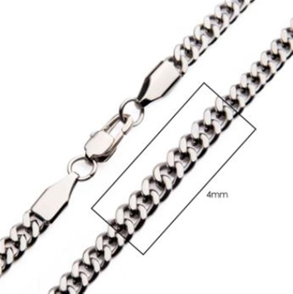 4mm Steel Diamond Cut Curb Chain Necklace | 20" | INOX