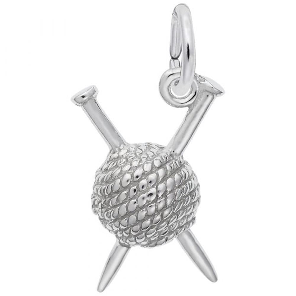Knitting Charm / Sterling Silver