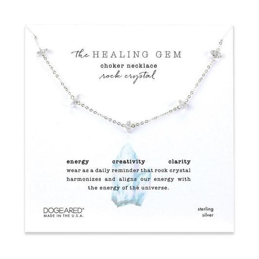 healing gem rock crystal choker/ SS