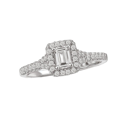 Romance Bridal Emerald-Cut Diamond Ring with 0.75 carats