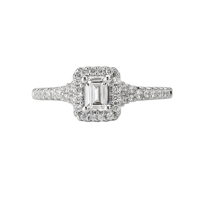 Romance Bridal Emerald-Cut Diamond Ring with 0.75 carats