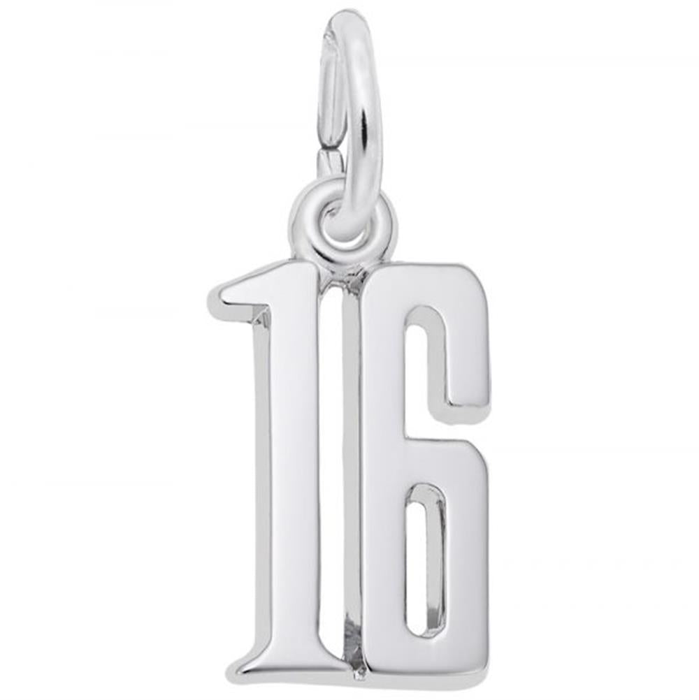 Number 16 Charm / Sterling Silver