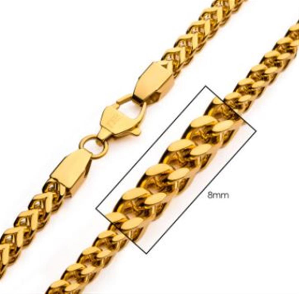 8mm 18K Gold Plated Franco Chain | 22" | INOX