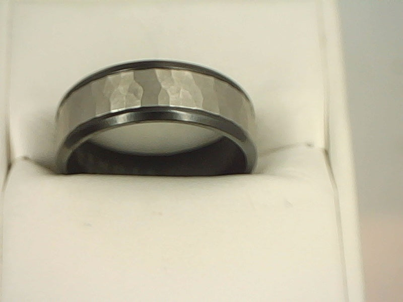 Black and Grey Textured Band | Black Titanium and 14K White Gold