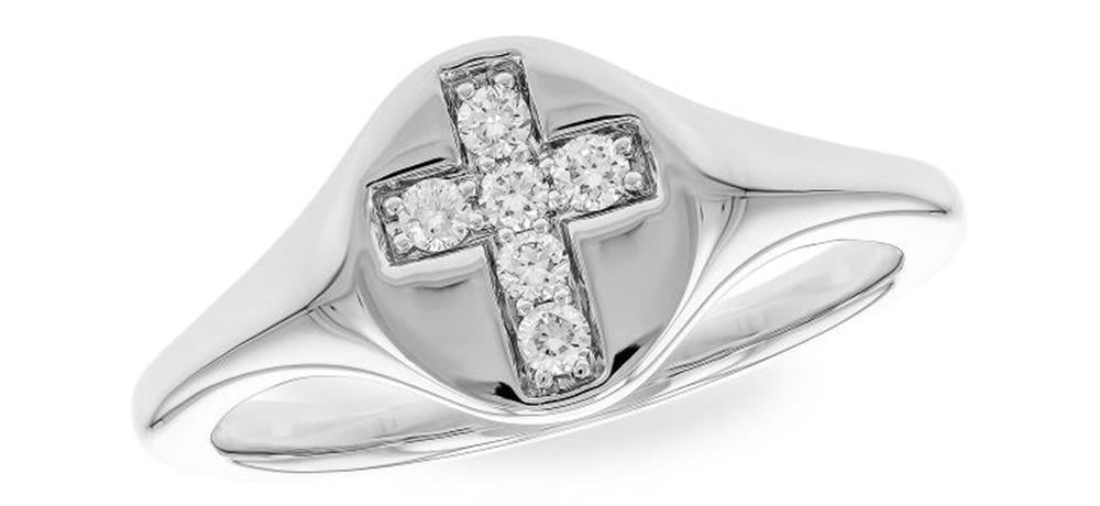 14K Gold Cross Ring with Diamonds