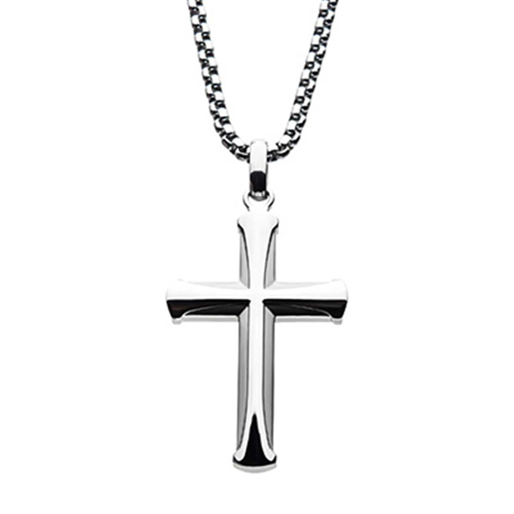 Stainless Steel Apostle Cross Pendant with Steel Bold Box Chain | INOX