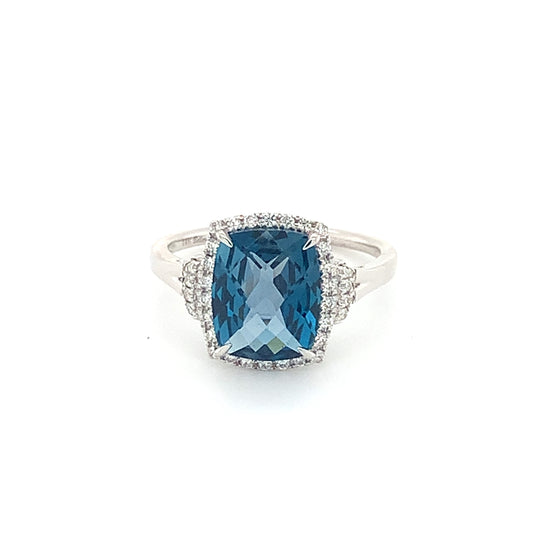 Large London Blue Topaz and Diamonds Ring | Bellarri