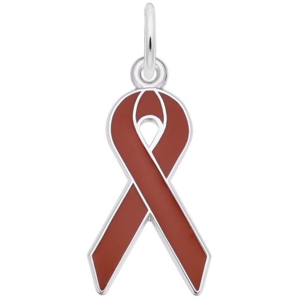 Red Ribbon Charm / Sterling Silver