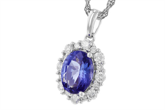 14K Gold Necklace with Tanzanite and Diamonds