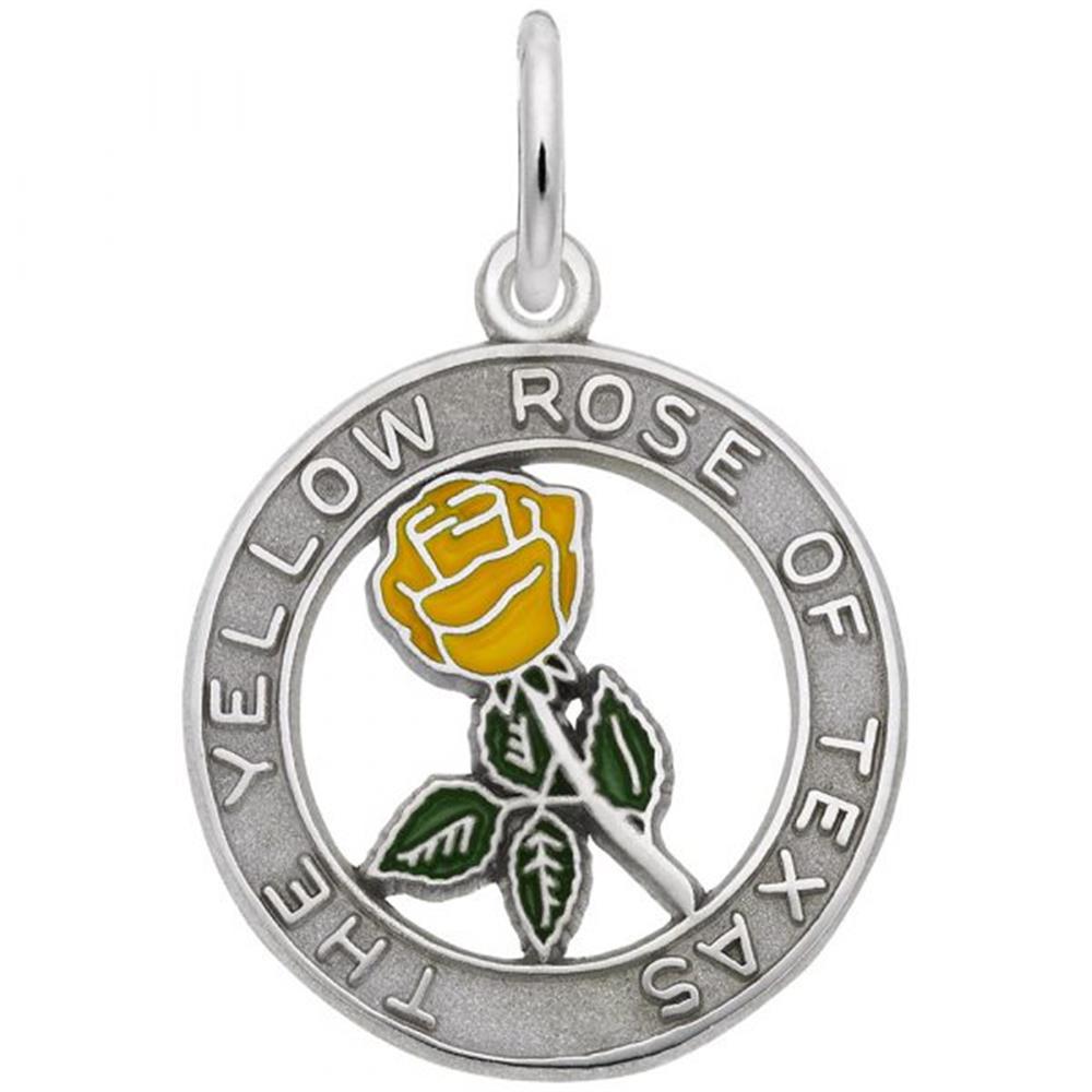 Texas Yellow Rose Charm / Sterling Silver