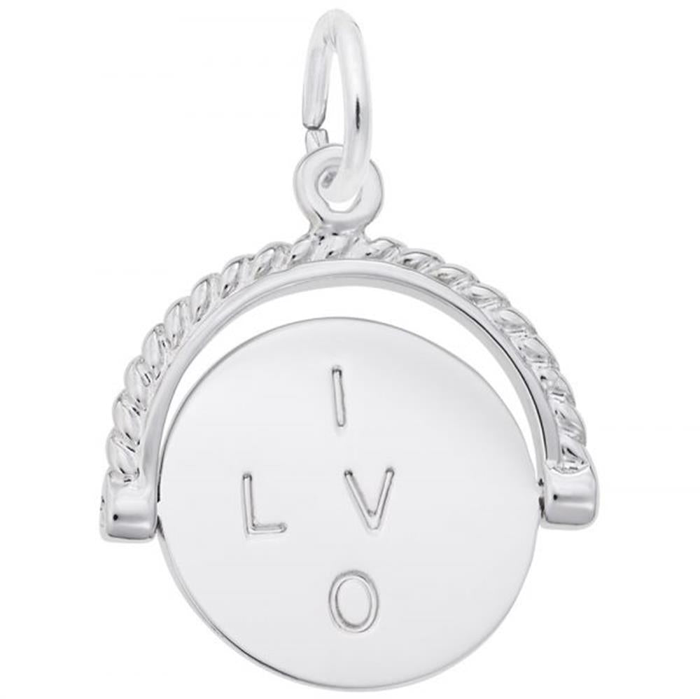I Love You Spinner Charm / Sterling Silver