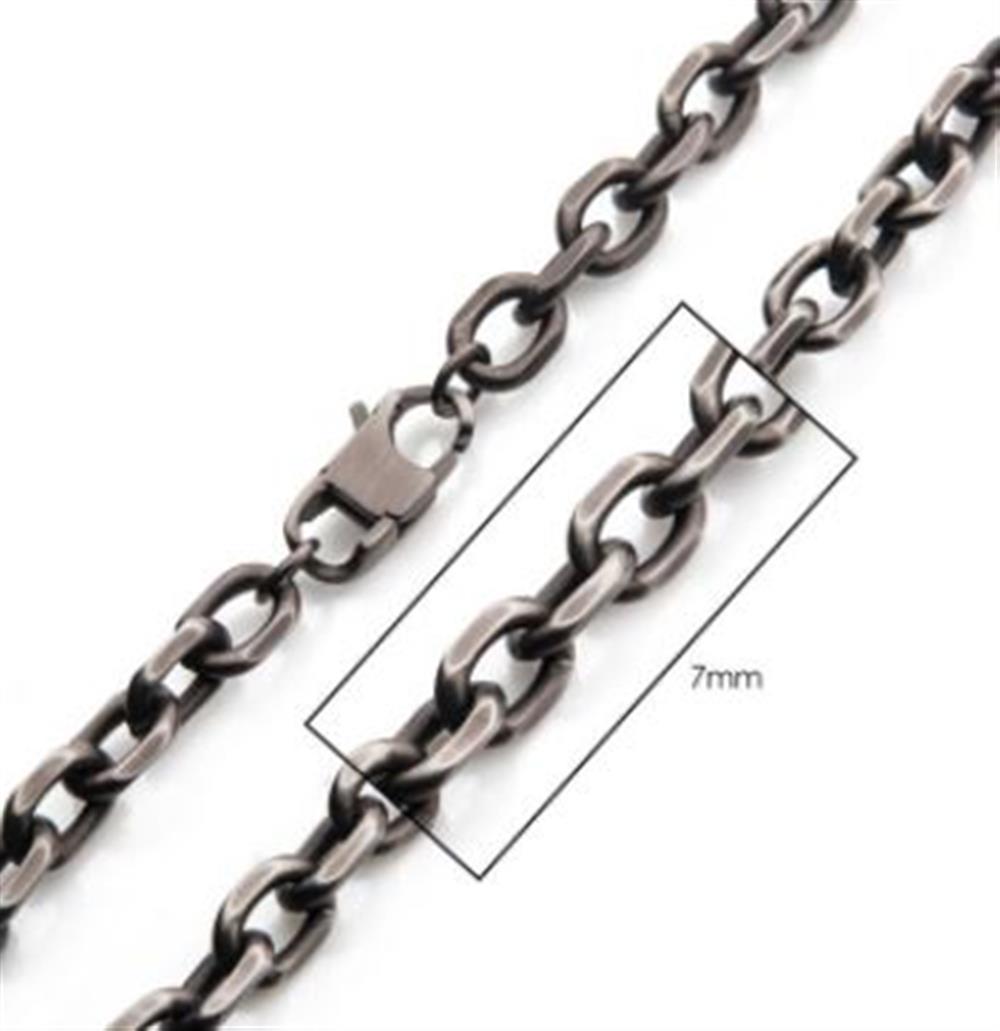 7mm Oxidized Steel Knife Edge Link Chain | 24" | INOX