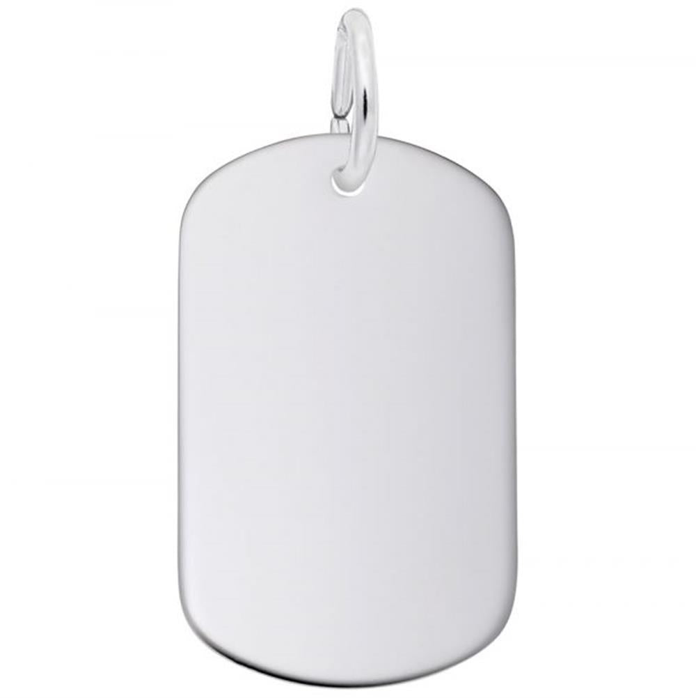 Engravable Dog Tag Charm / Sterling Silver
