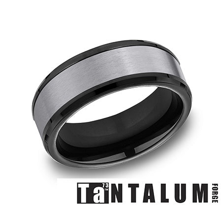 8mm Tantalum and Black Titanium Satin Ring | Benchmark Rings