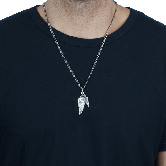 Double Wing Silver Necklace
