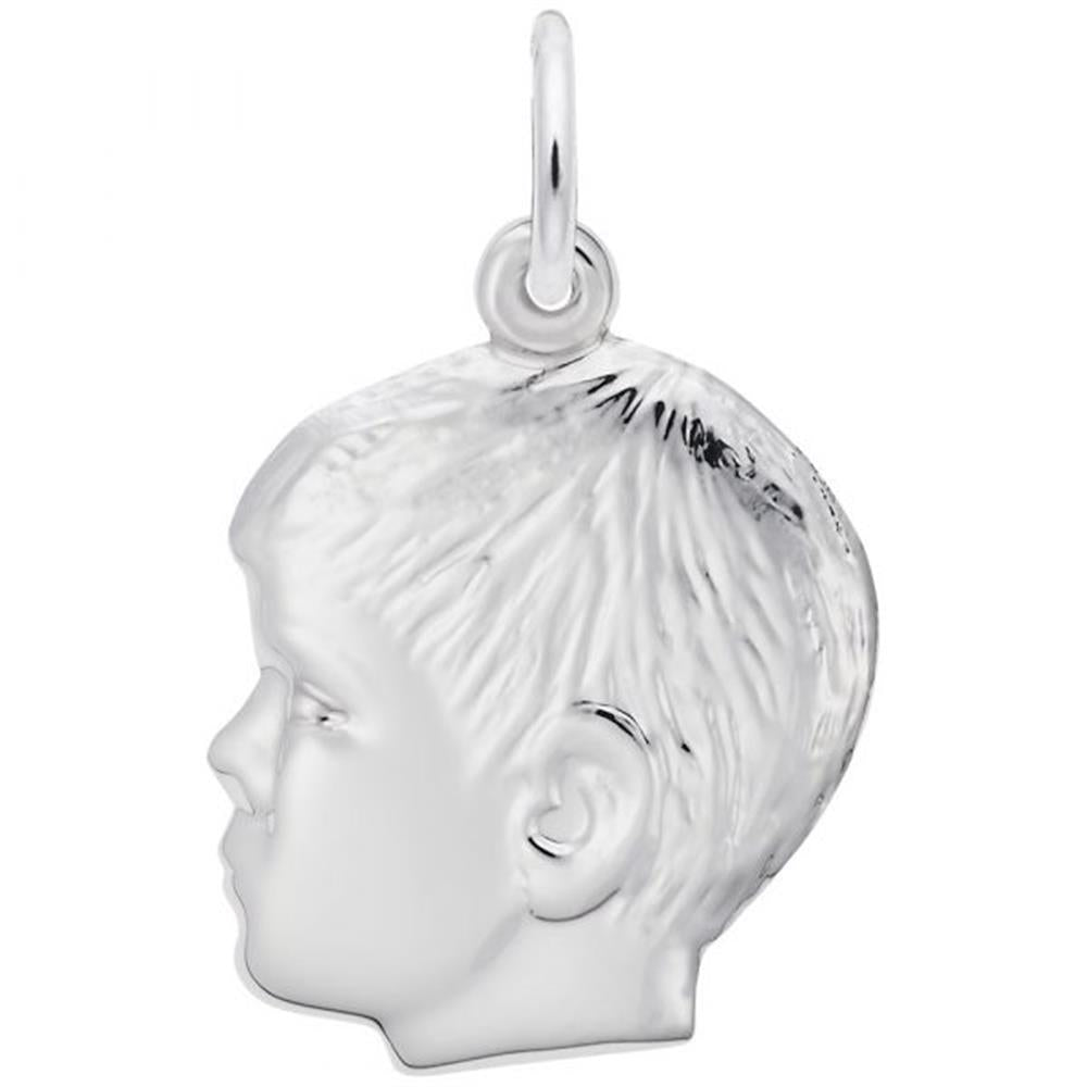 Engravable Boy Head Charm / Sterling Silver