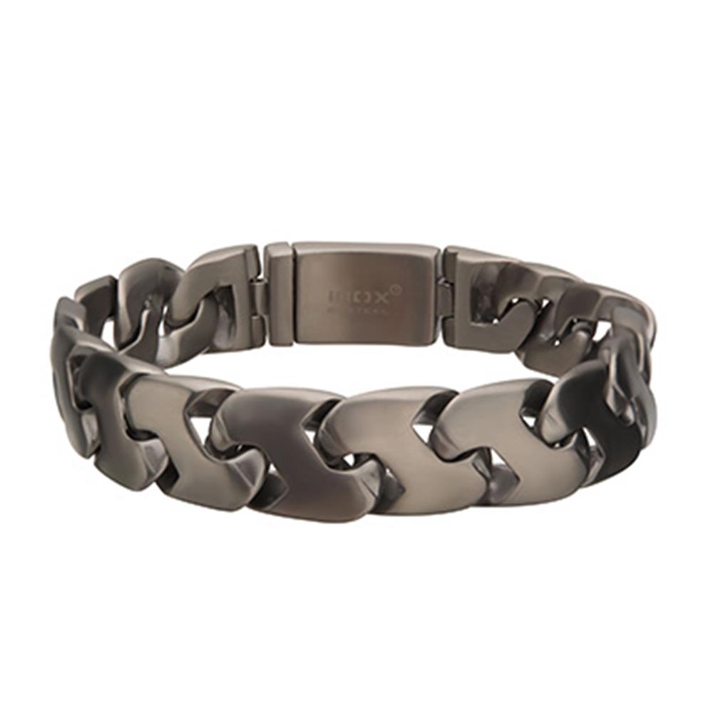 Men's Stainless Steel Matte Z-Link Bracelet.  8 1/2 Inch Long Includes