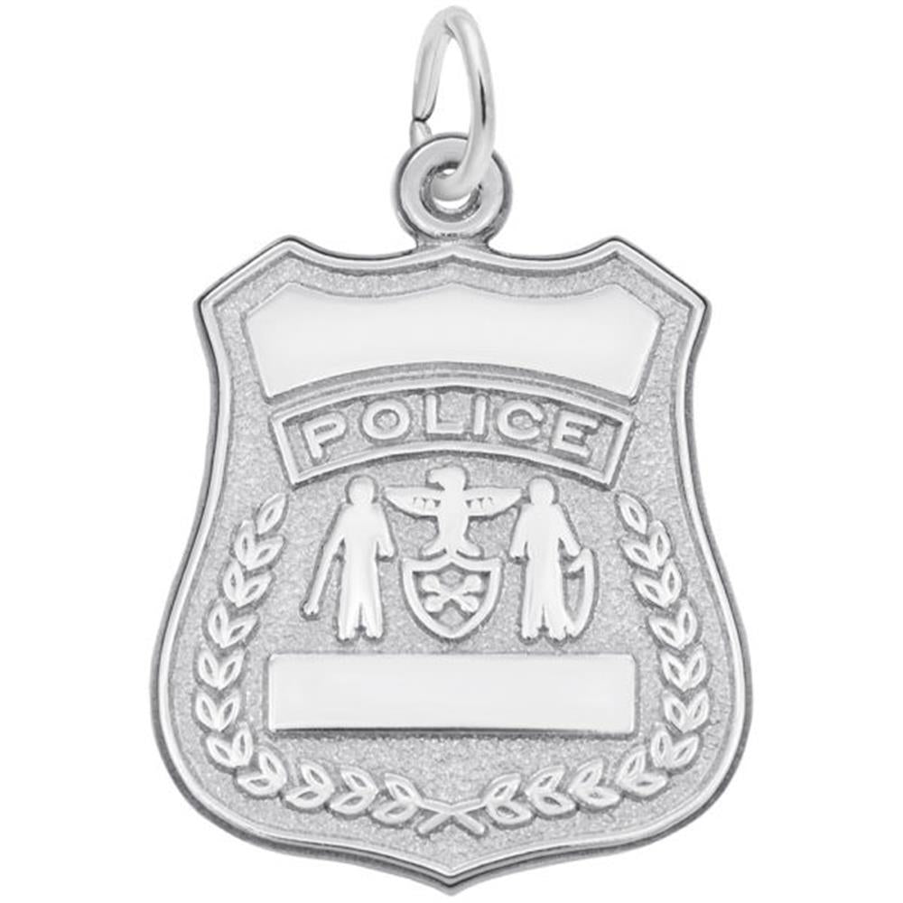 Police Badge Charm / Sterling Silver