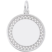 Engravable Large Filigree Disc Charm / Sterling Silver