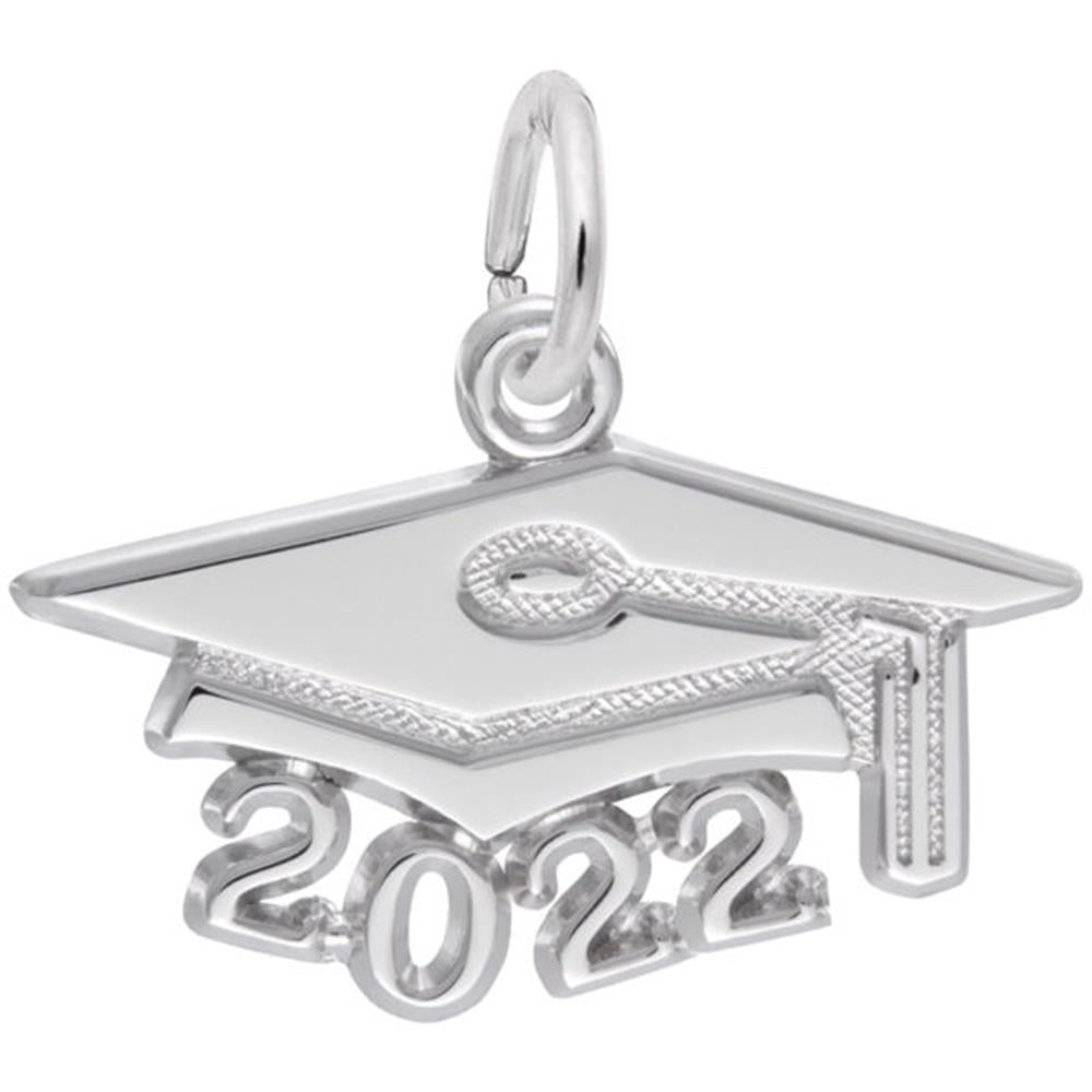 Large Grad Cap 2022 Charm / Sterling Silver
